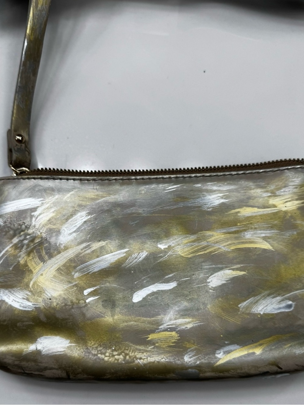 Valentina Upcycled Metallic Gold and Silver Brushstroke Wristlet.